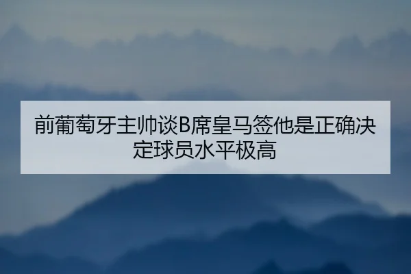 前葡萄牙主帅谈B席皇马签他是正确决定球员水平极高